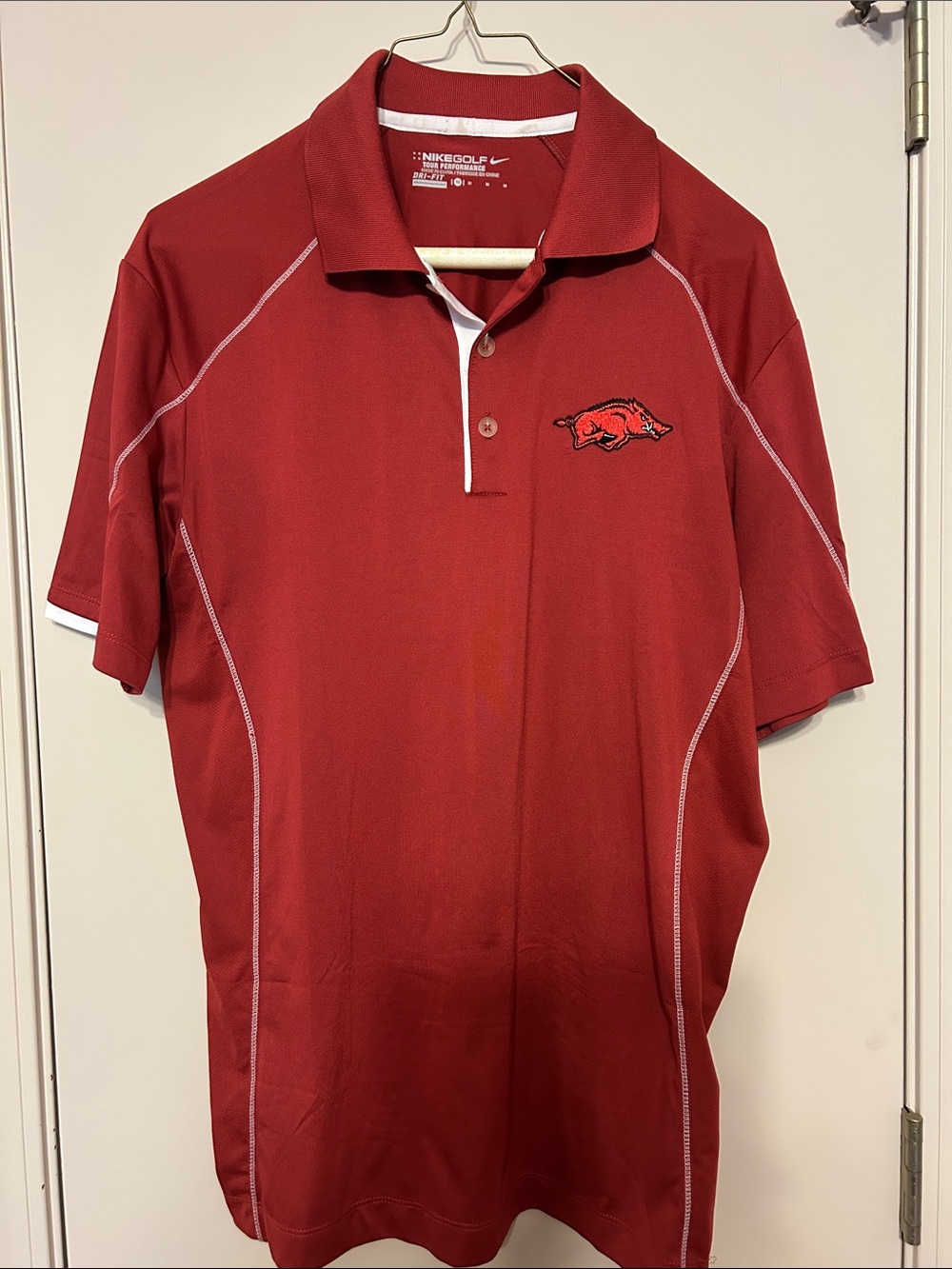 Nike Red Men's Golf Polo with Arkansas Razorback Embroidered Logo